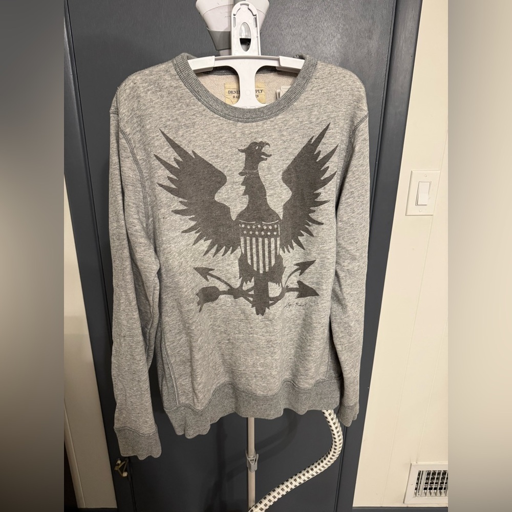 Vintage Ralph Lauren Denim & Supply Eagle Gray Graphic Men's Sweater